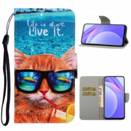 Kožené Pouzdro Na Xiaomi Mi 10T Lite / Redmi Note 9 Pro 5G Na Lana Cat Live It Strappy