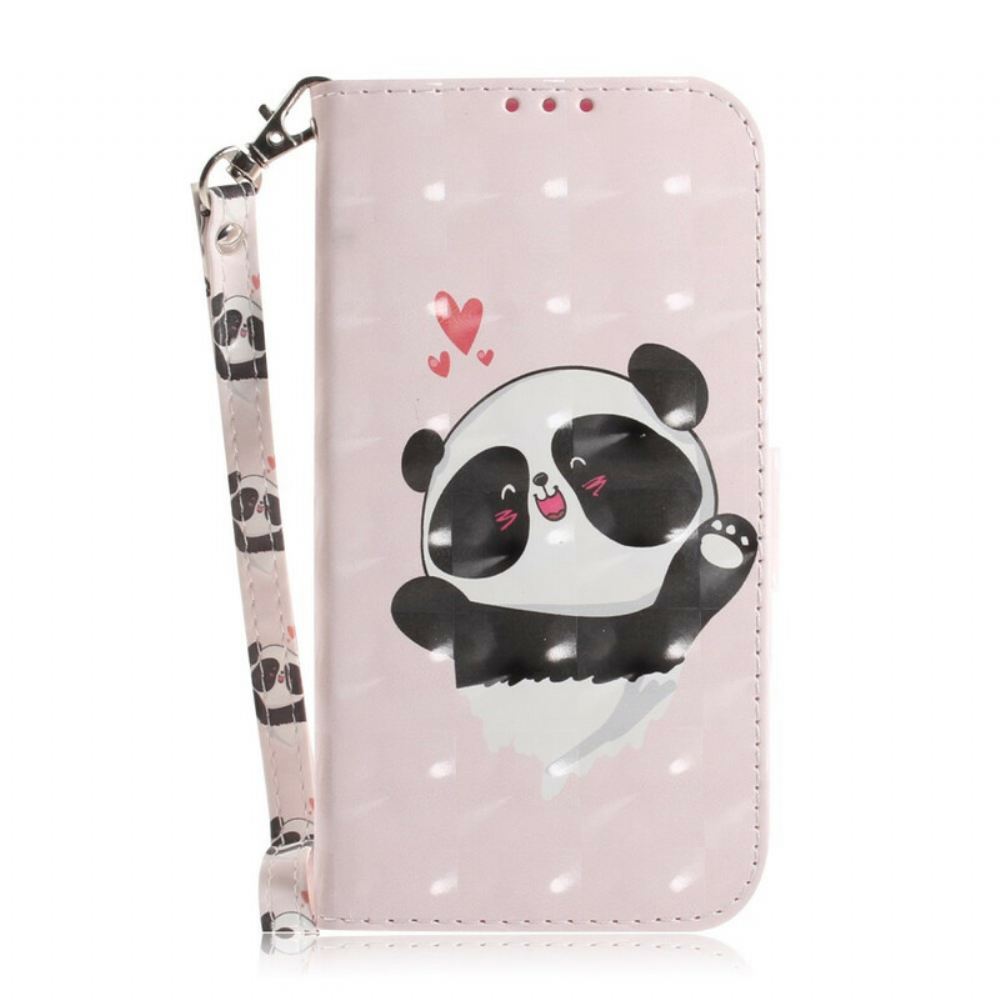 Flipové Pouzdro Na Xiaomi Redmi 9C Na Lana Panda Love S Popruhem