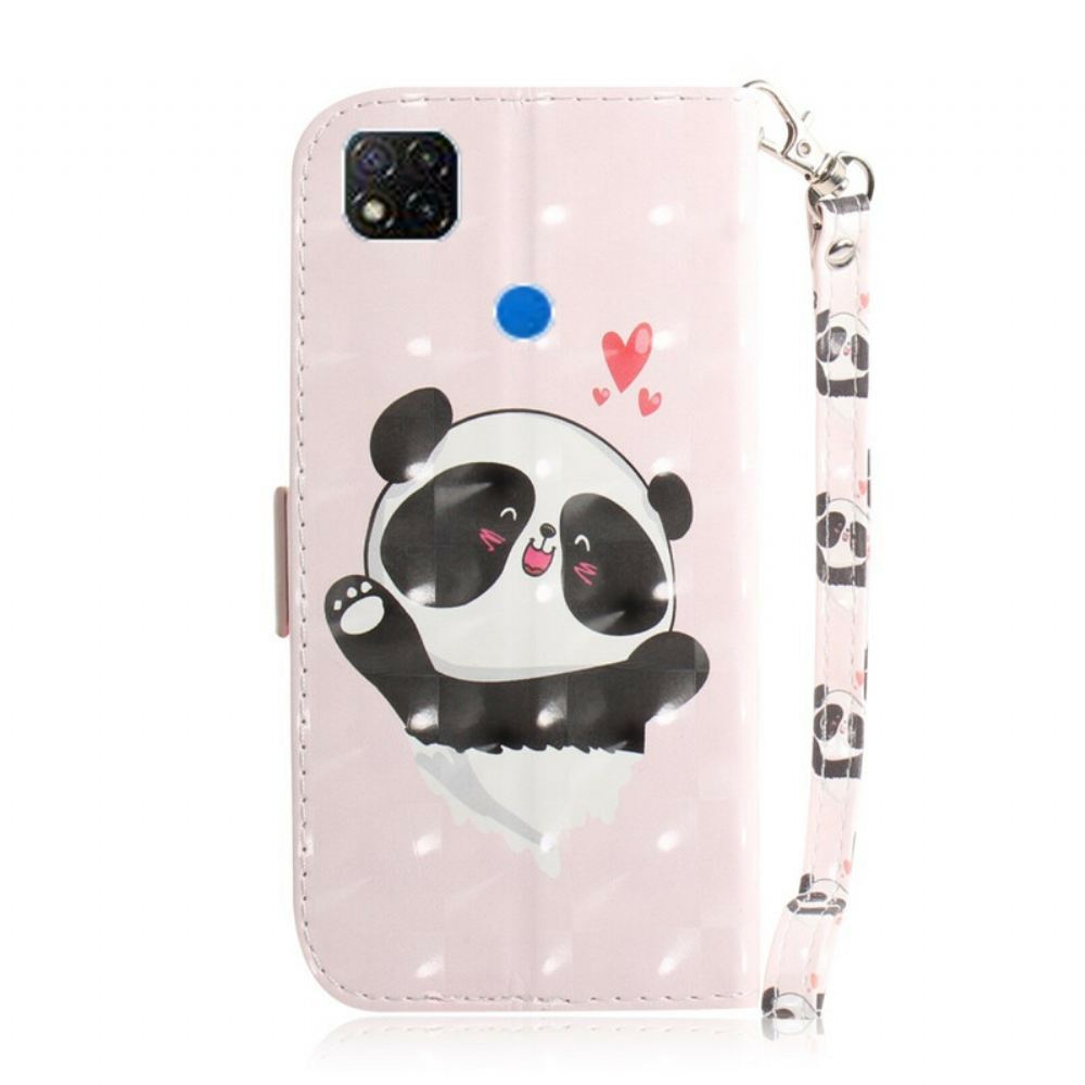 Flipové Pouzdro Na Xiaomi Redmi 9C Na Lana Panda Love S Popruhem