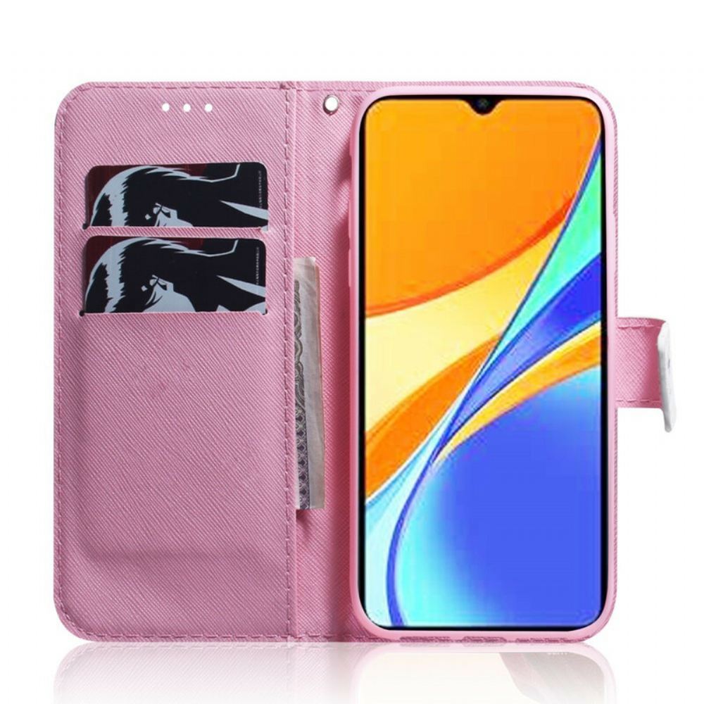 Flipové Pouzdro Na Xiaomi Redmi 9C Zaprášený Růžový Květ