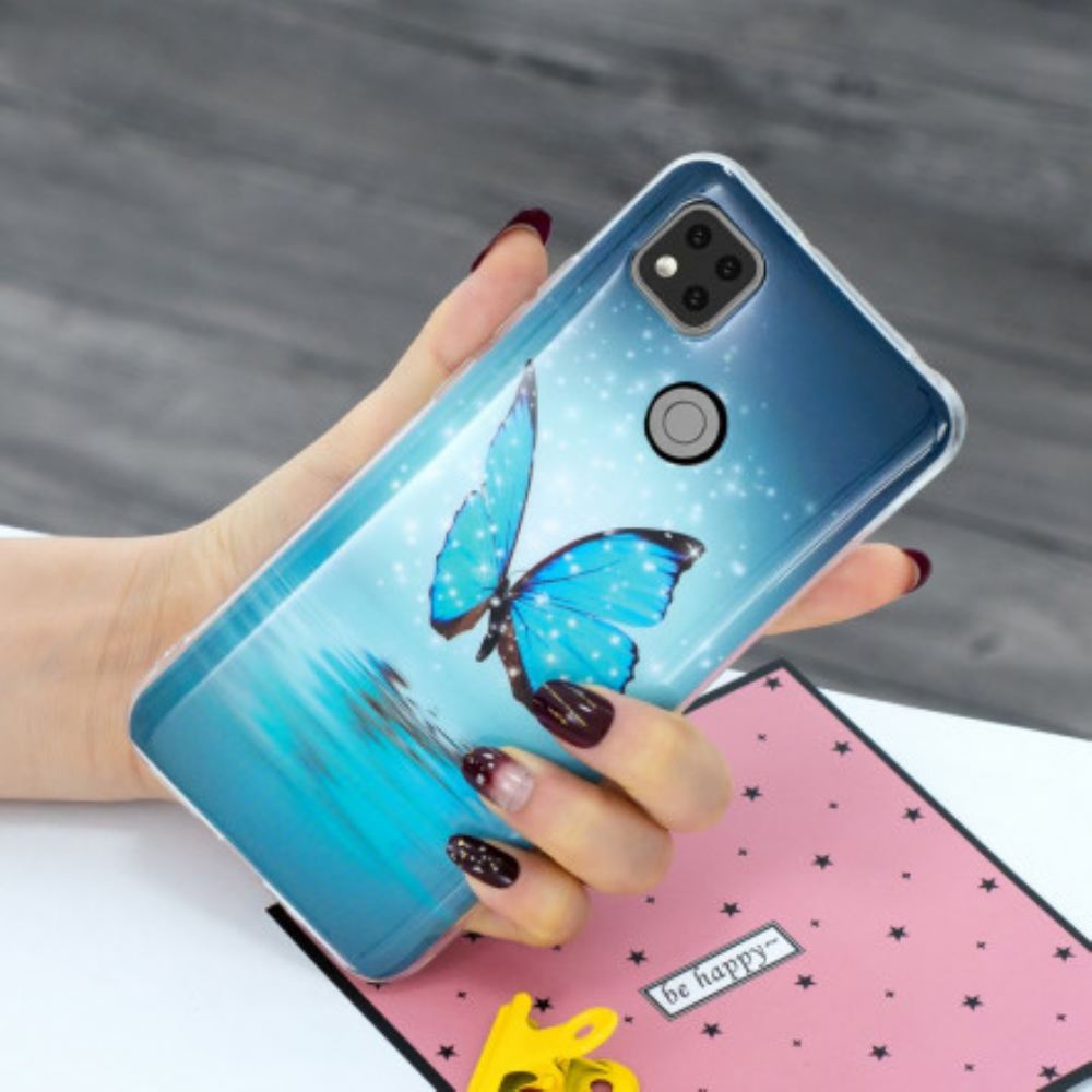 Kryt Na Xiaomi Redmi 9C Fluorescenční Modrý Motýl