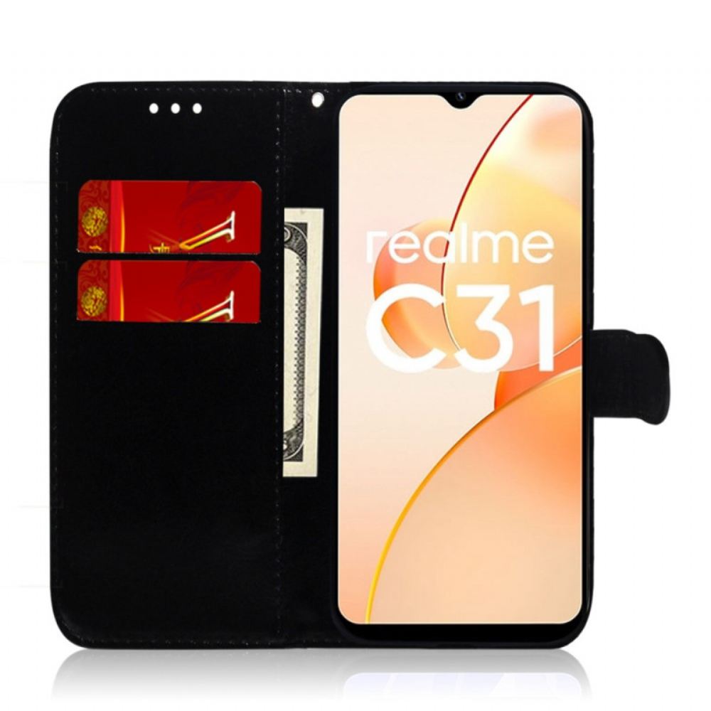 Flipové Pouzdro Na Realme C31 Z Umělé Kůže S Řemínkem