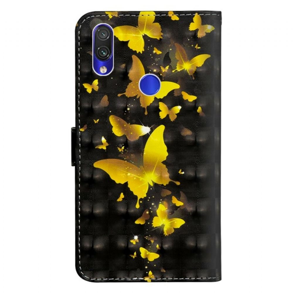 Flipové Pouzdro Na Xiaomi Redmi Note 7 Žlutí Motýli