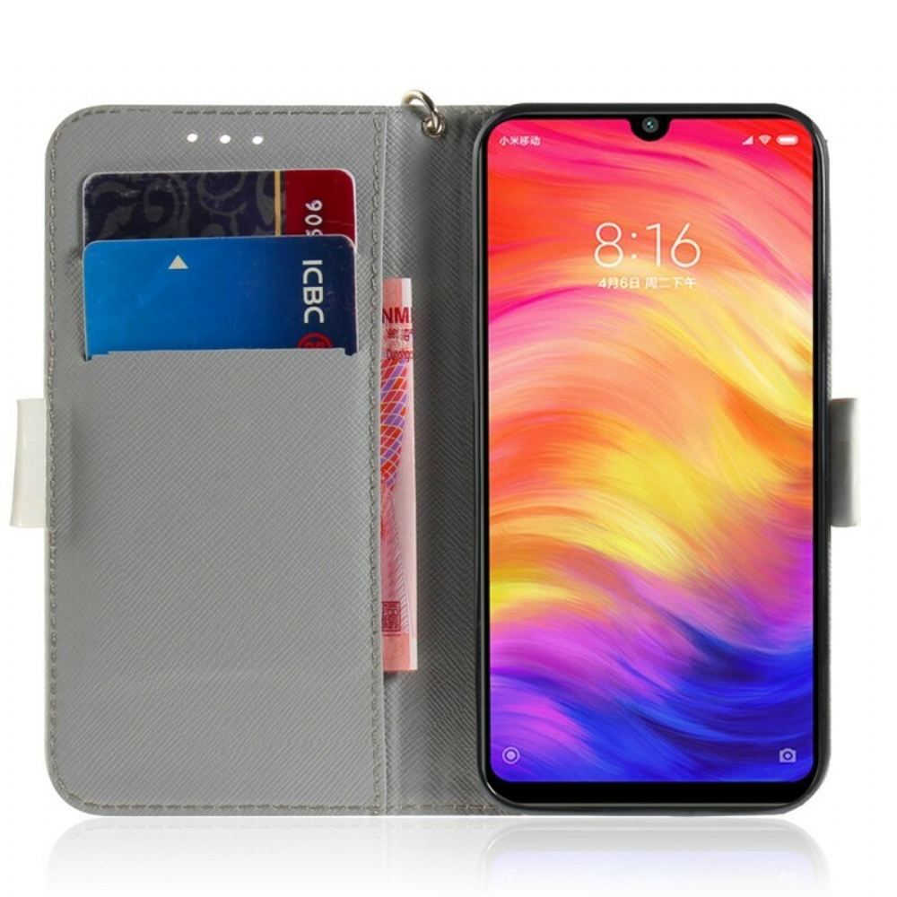 Kožené Pouzdro Na Xiaomi Redmi Note 7 Na Lana Kvetoucí Větev S Popruhem