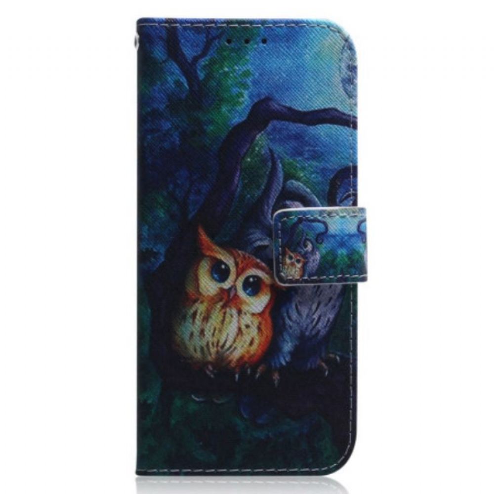 Flipové Pouzdro Na Xiaomi Redmi Note 12 5G Na Lana Strappy Owls Malování