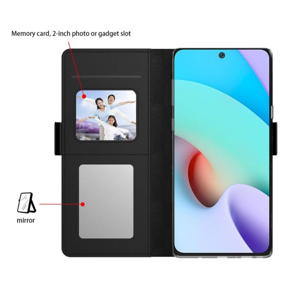 Flipové Pouzdro Na Xiaomi Redmi Note 12 5G Odnímatelné Zrcátko A Držák Karty