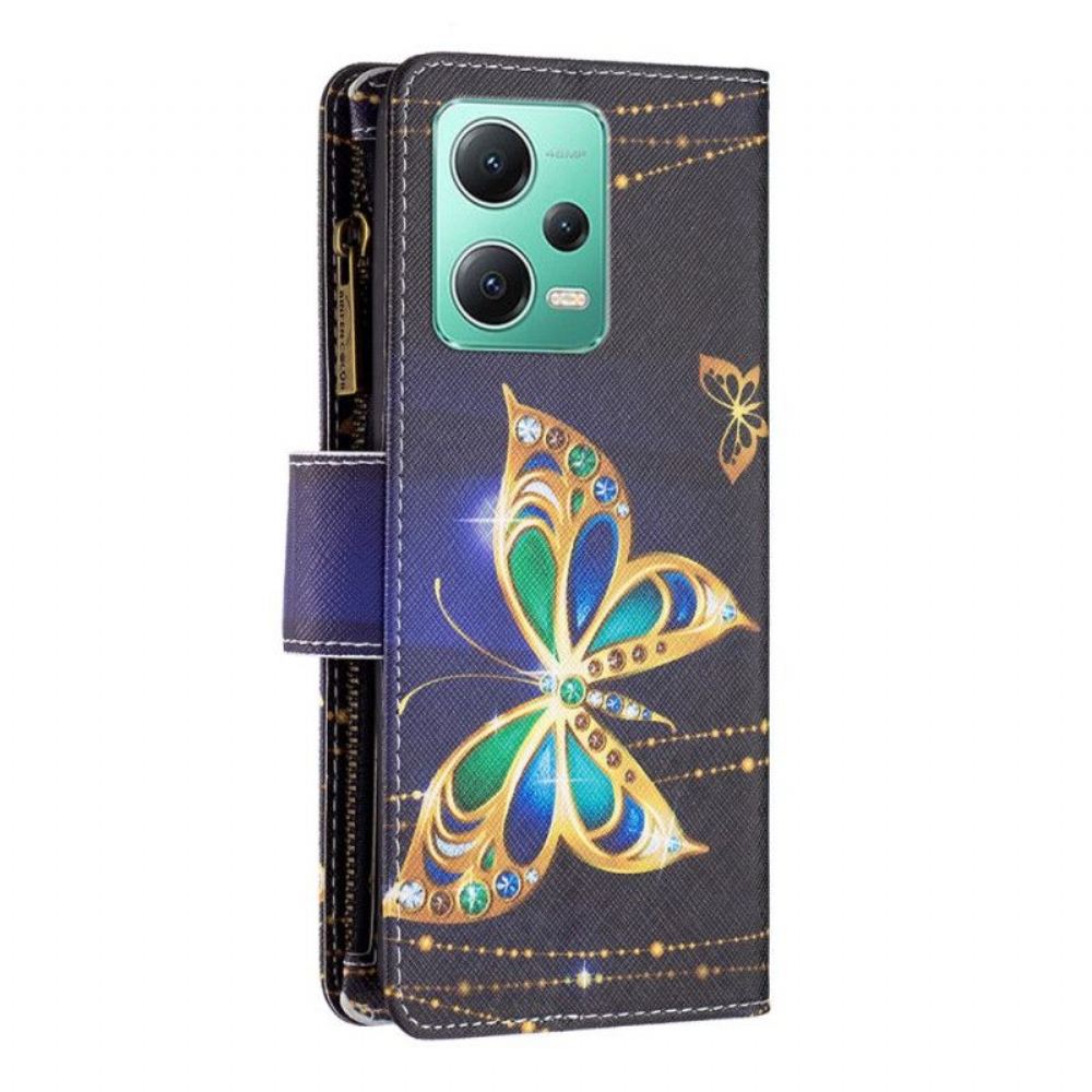 Flipové Pouzdro Na Xiaomi Redmi Note 12 5G Peněženka Na Mince Golden Butterflies