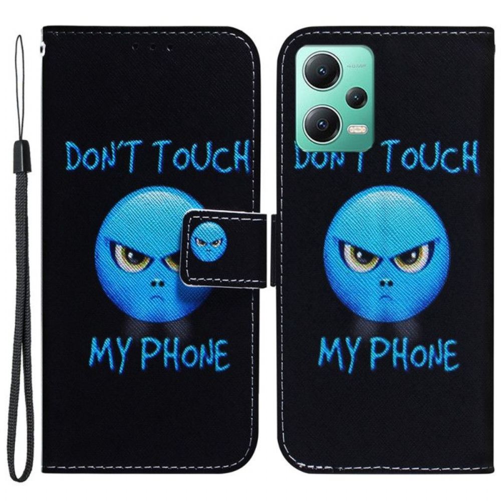 Kožené Pouzdro Na Xiaomi Redmi Note 12 5G Na Lana Lanyard Emoji Telefon