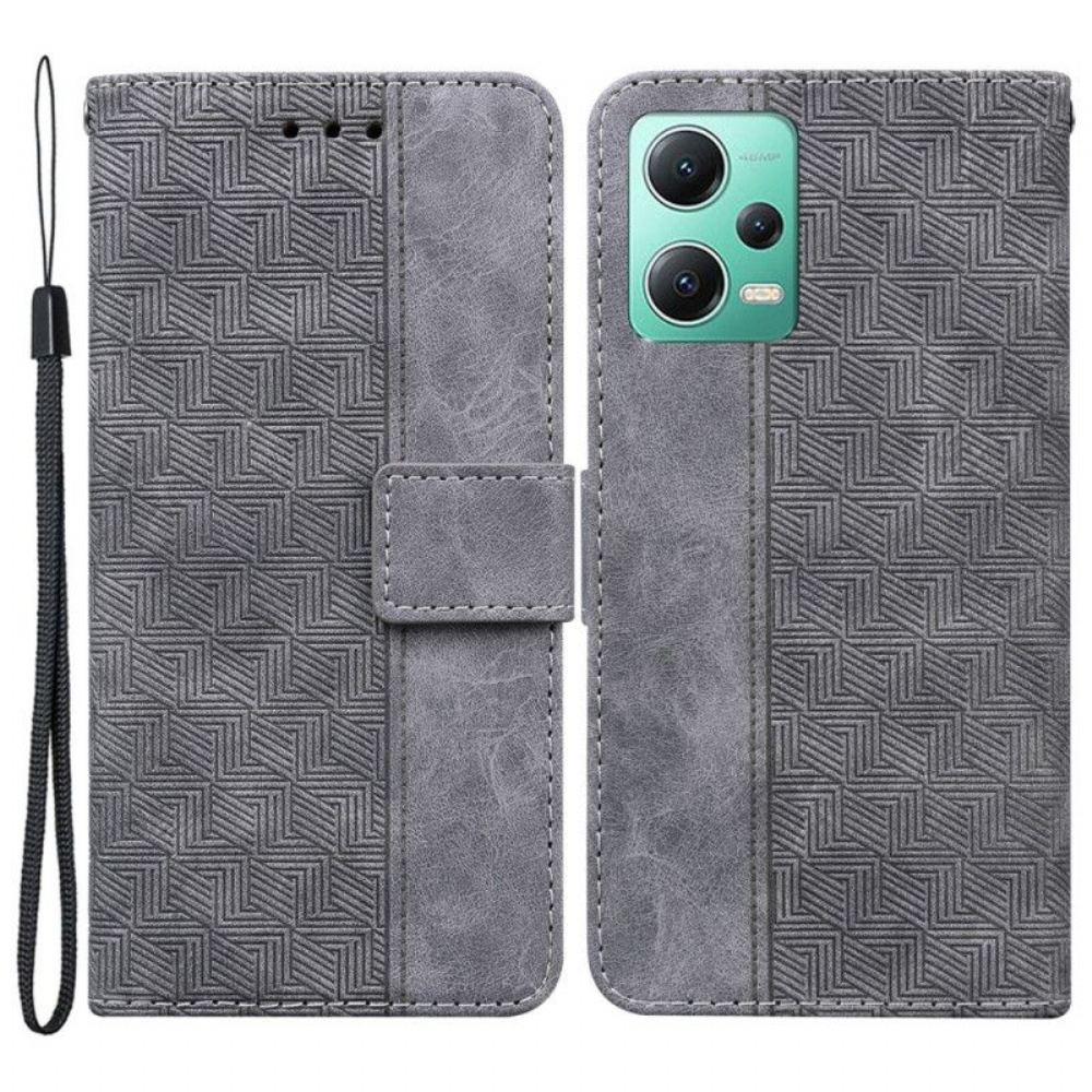 Kožené Pouzdro Na Xiaomi Redmi Note 12 5G Na Lana Strappy Vzor