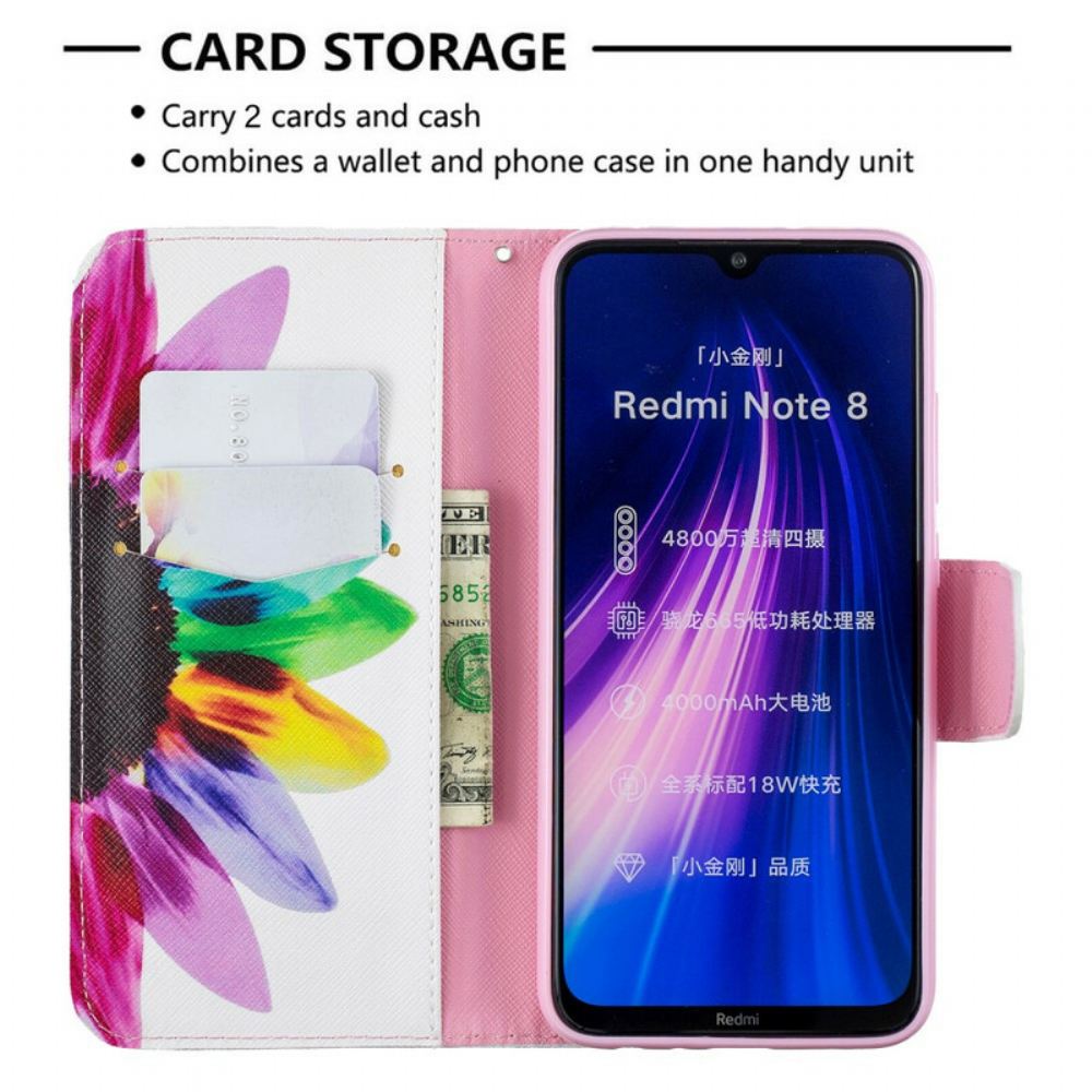 Flipové Pouzdro Na Xiaomi Redmi Note 8 Květina Akvarelu