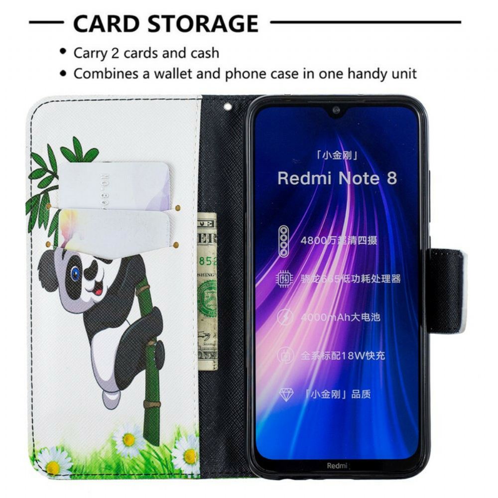 Flipové Pouzdro Na Xiaomi Redmi Note 8 Panda Na Bambusu