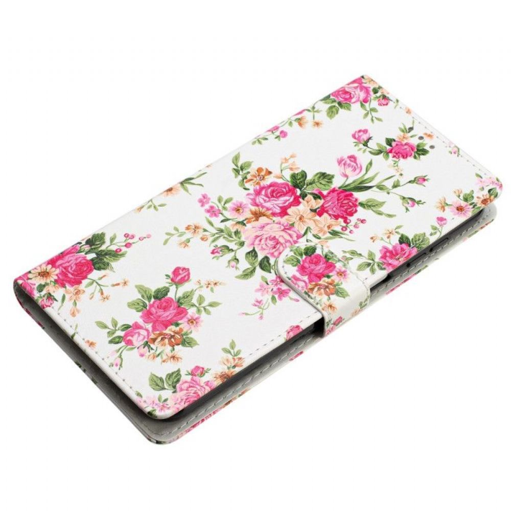 Flipové Pouzdro Na Moto G73 5G Na Lana Popruh Liberty Flowers