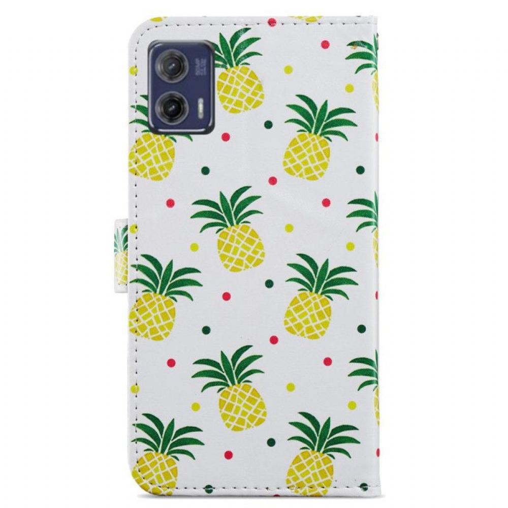 Flipové Pouzdro Na Moto G73 5G Na Lana Strappy Ananas