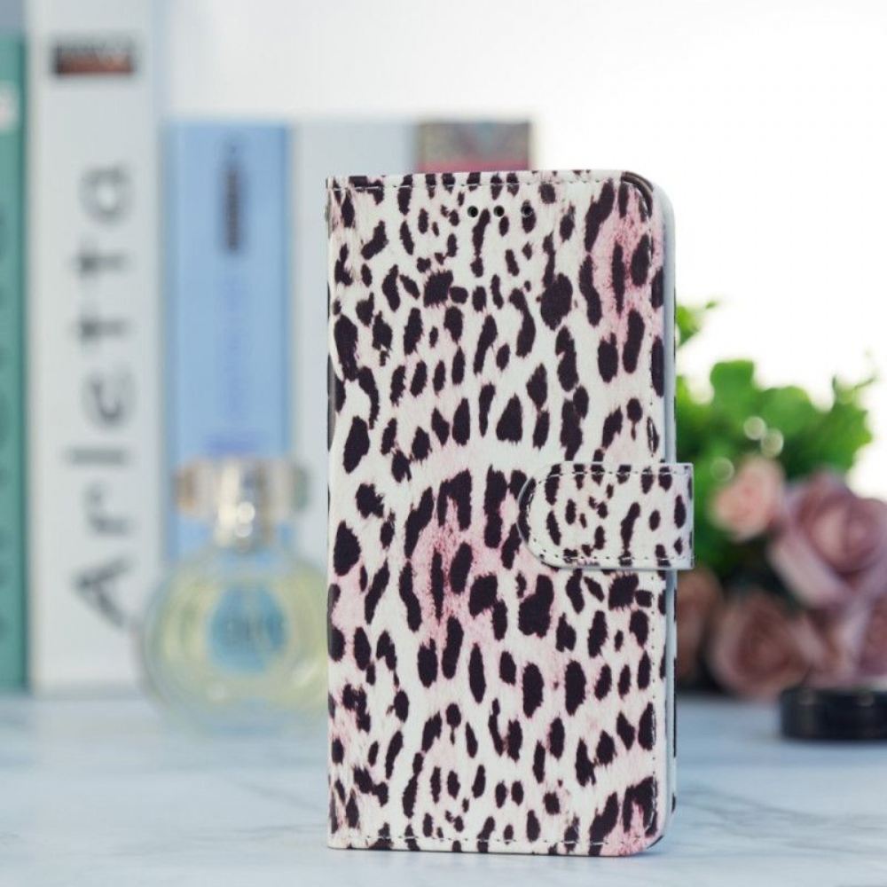 Flipové Pouzdro Na Moto G73 5G Na Lana Strappy Leopard Styl