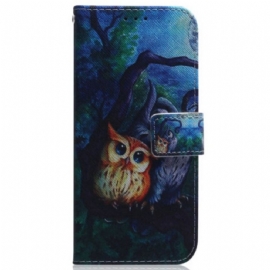 Flipové Pouzdro Na Moto G73 5G Na Lana Strappy Owls Malování