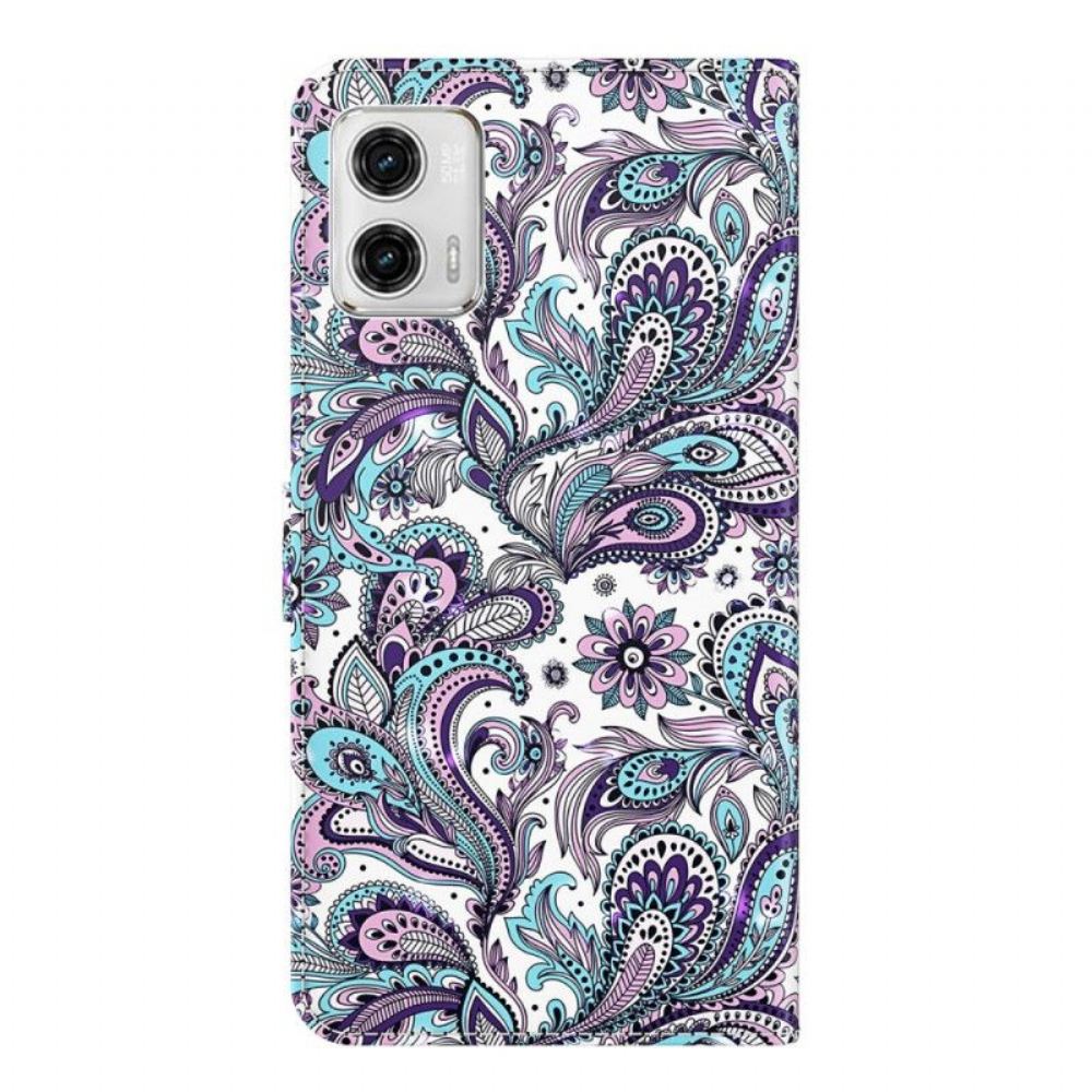 Flipové Pouzdro Na Moto G73 5G Na Lana Strappy Paisley Vzor