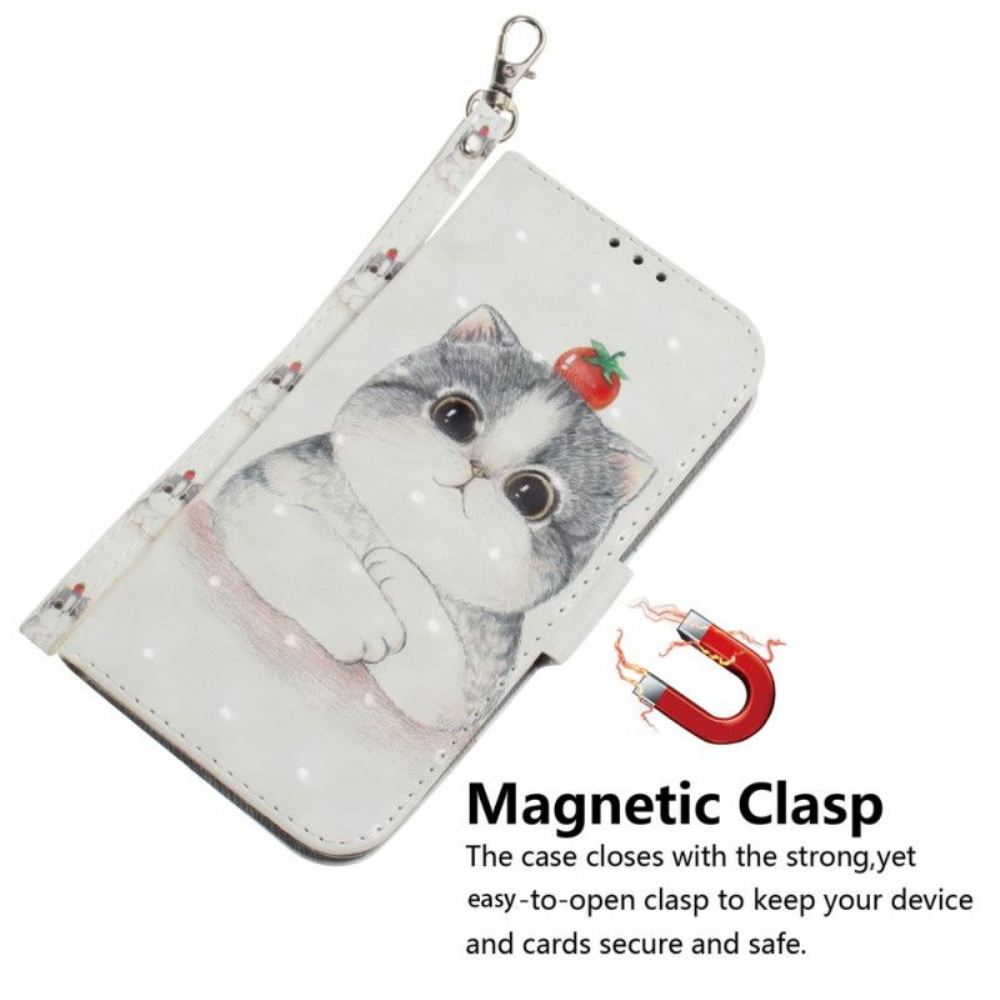 Flipové Pouzdro Na Moto G73 5G Na Lana Tanga Graphic Cat