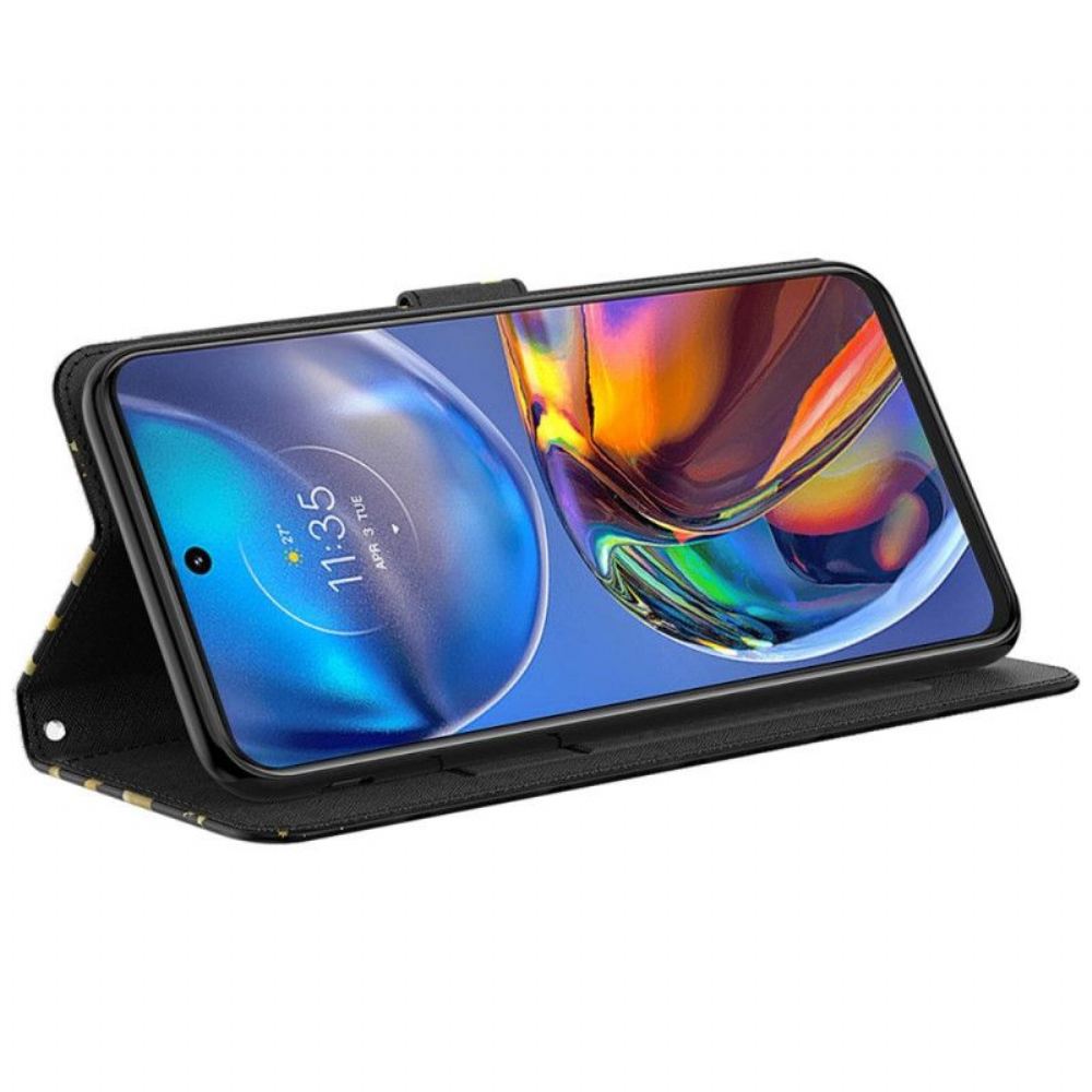 Kožené Pouzdro Na Moto G73 5G Na Lana Tanga Butterflies