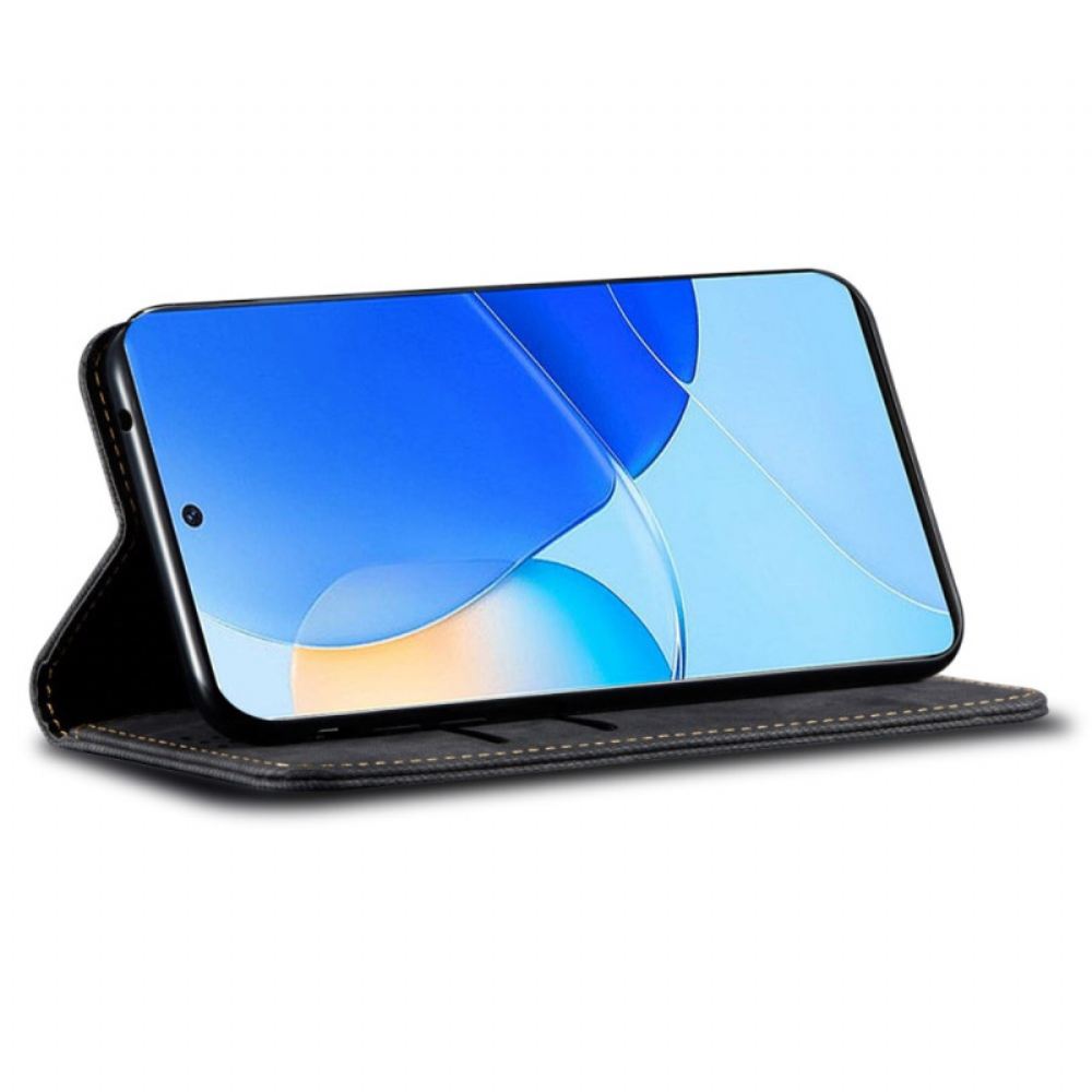 Kožené Pouzdro Folio Na Huawei Nova 11 Pro Džínová Tkanina