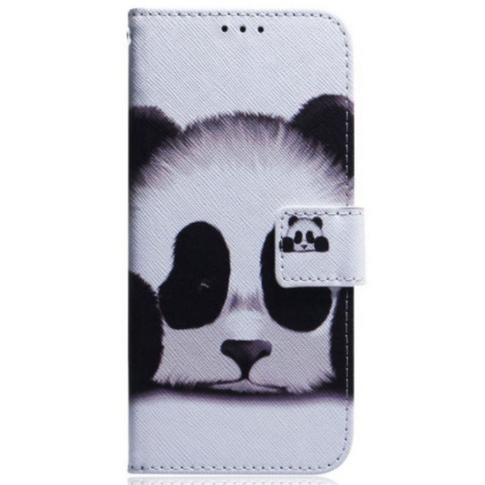 Flipové Pouzdro Na Samsung Galaxy M13 Na Lana Strappy Panda