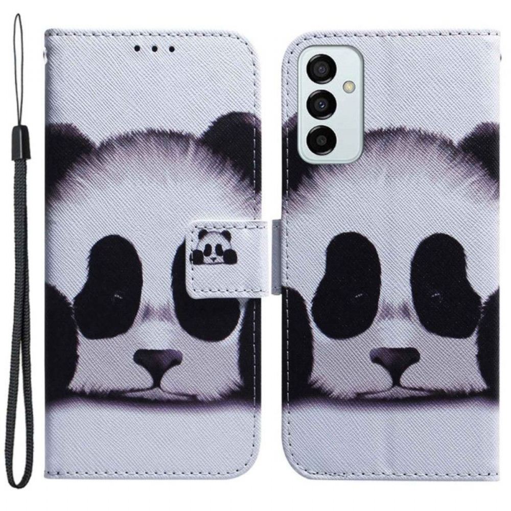 Flipové Pouzdro Na Samsung Galaxy M13 Na Lana Strappy Panda