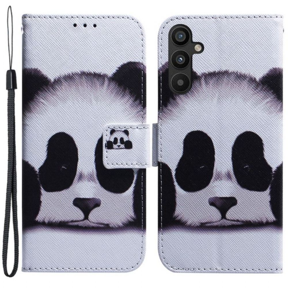 Flipové Pouzdro Na Samsung Galaxy A54 5G Na Lana Lanyard Panda Fan