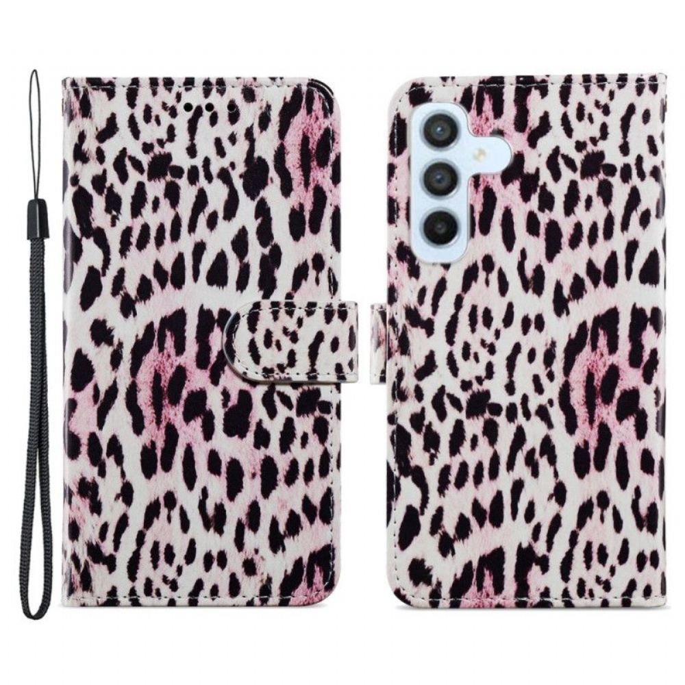 Flipové Pouzdro Na Samsung Galaxy A54 5G Na Lana Strappy Leopard Styl