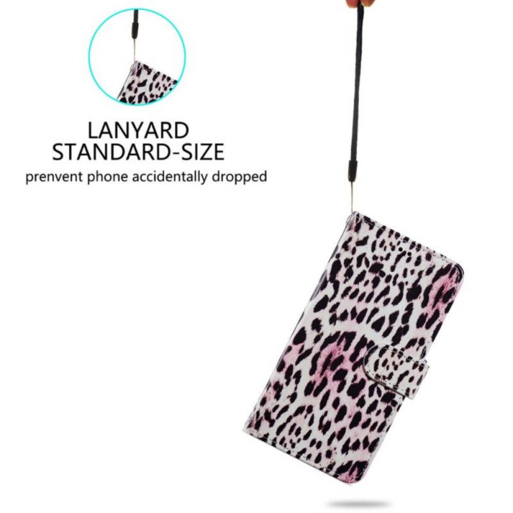 Flipové Pouzdro Na Samsung Galaxy A54 5G Na Lana Strappy Leopard Styl