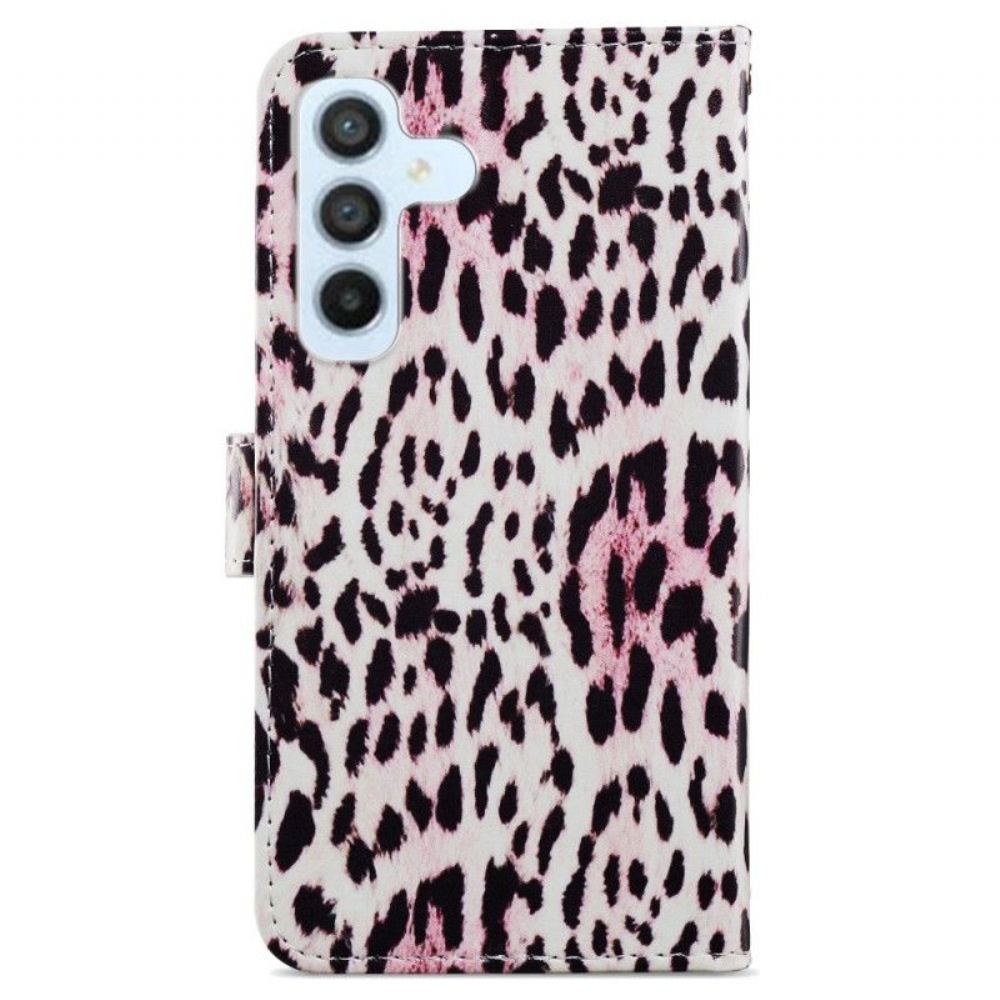 Flipové Pouzdro Na Samsung Galaxy A54 5G Na Lana Strappy Leopard Styl