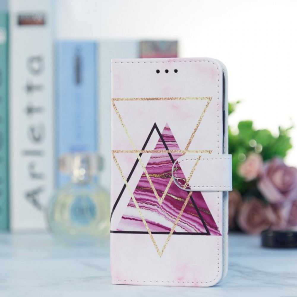 Flipové Pouzdro Na Samsung Galaxy A54 5G Na Lana Strappy Styl Mramor