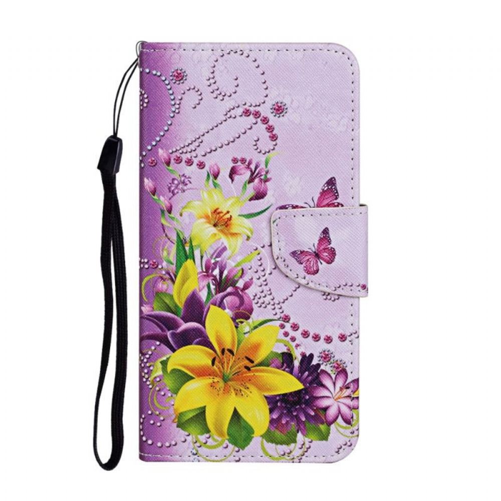 Flipové Pouzdro Na Samsung Galaxy A54 5G Masterful Butterflies With Lanyard