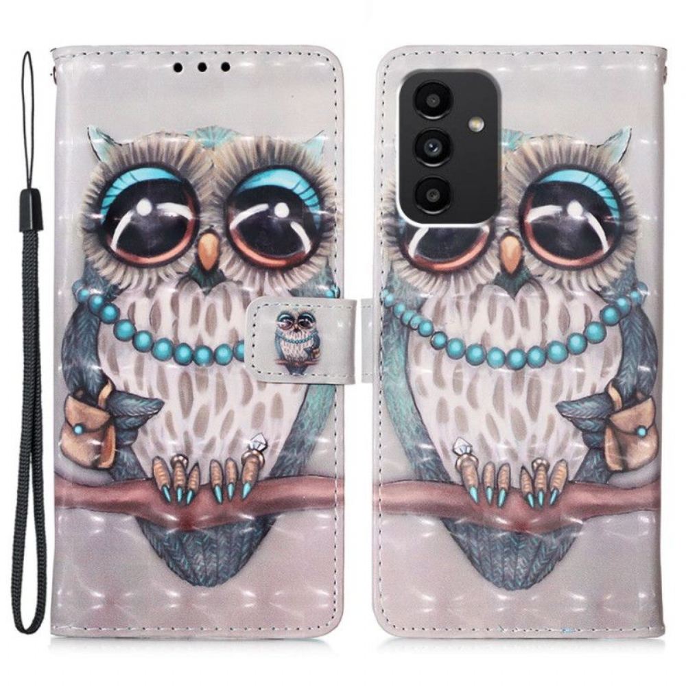 Flipové Pouzdro Na Samsung Galaxy A54 5G Slečna Owl S Lanyardem