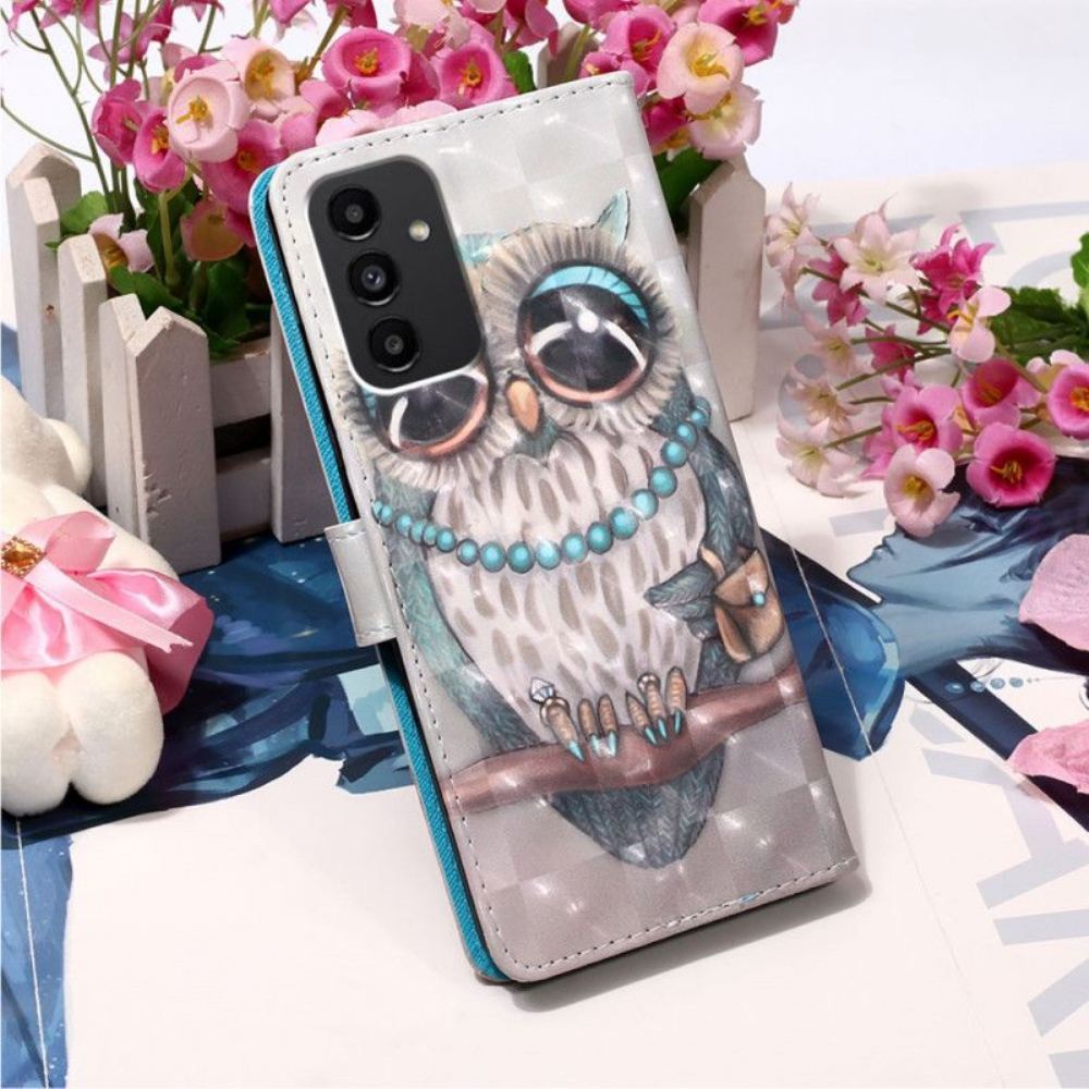 Flipové Pouzdro Na Samsung Galaxy A54 5G Slečna Owl S Lanyardem