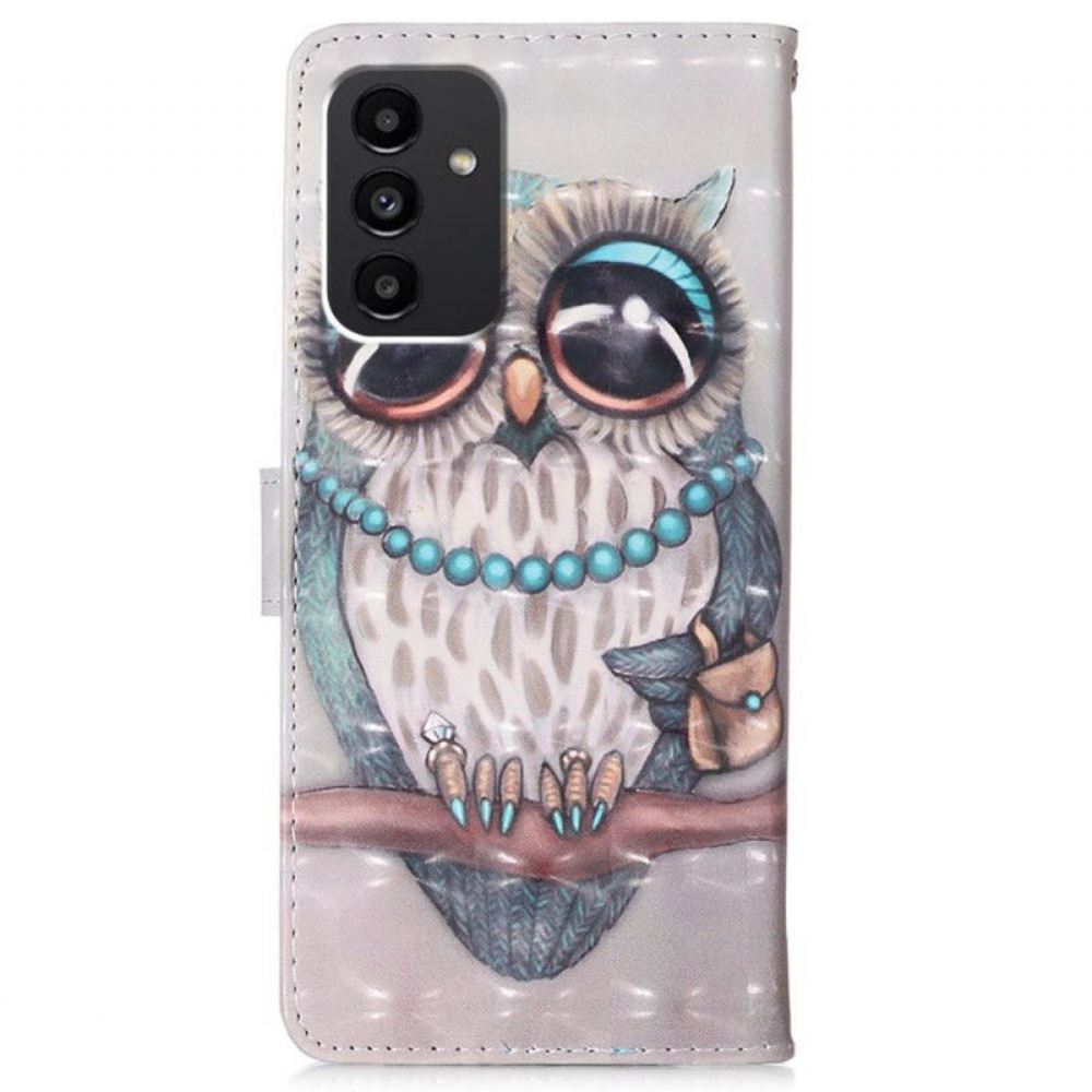 Flipové Pouzdro Na Samsung Galaxy A54 5G Slečna Owl S Lanyardem