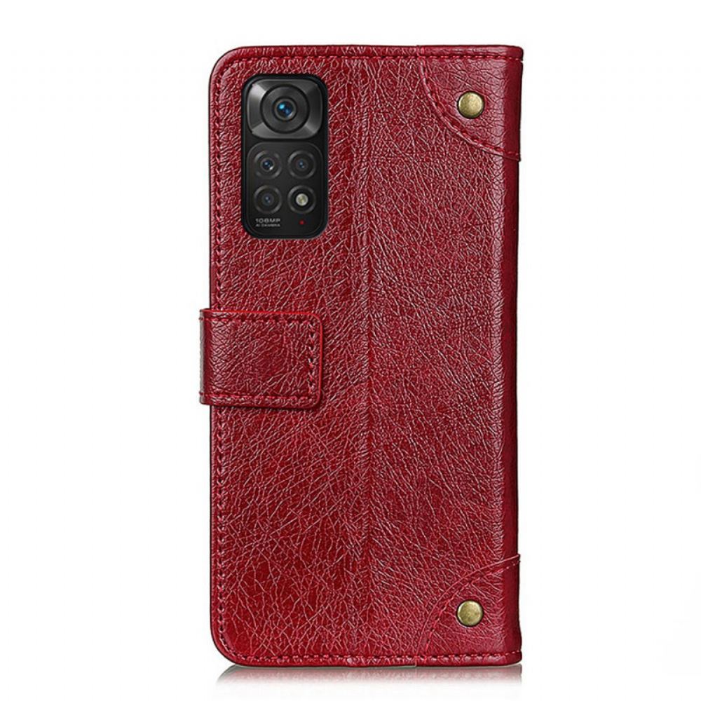 Flipové Pouzdro Na Xiaomi Redmi Note 11 / 11S Vintage Nýty Ve Stylu Kůže Nappa