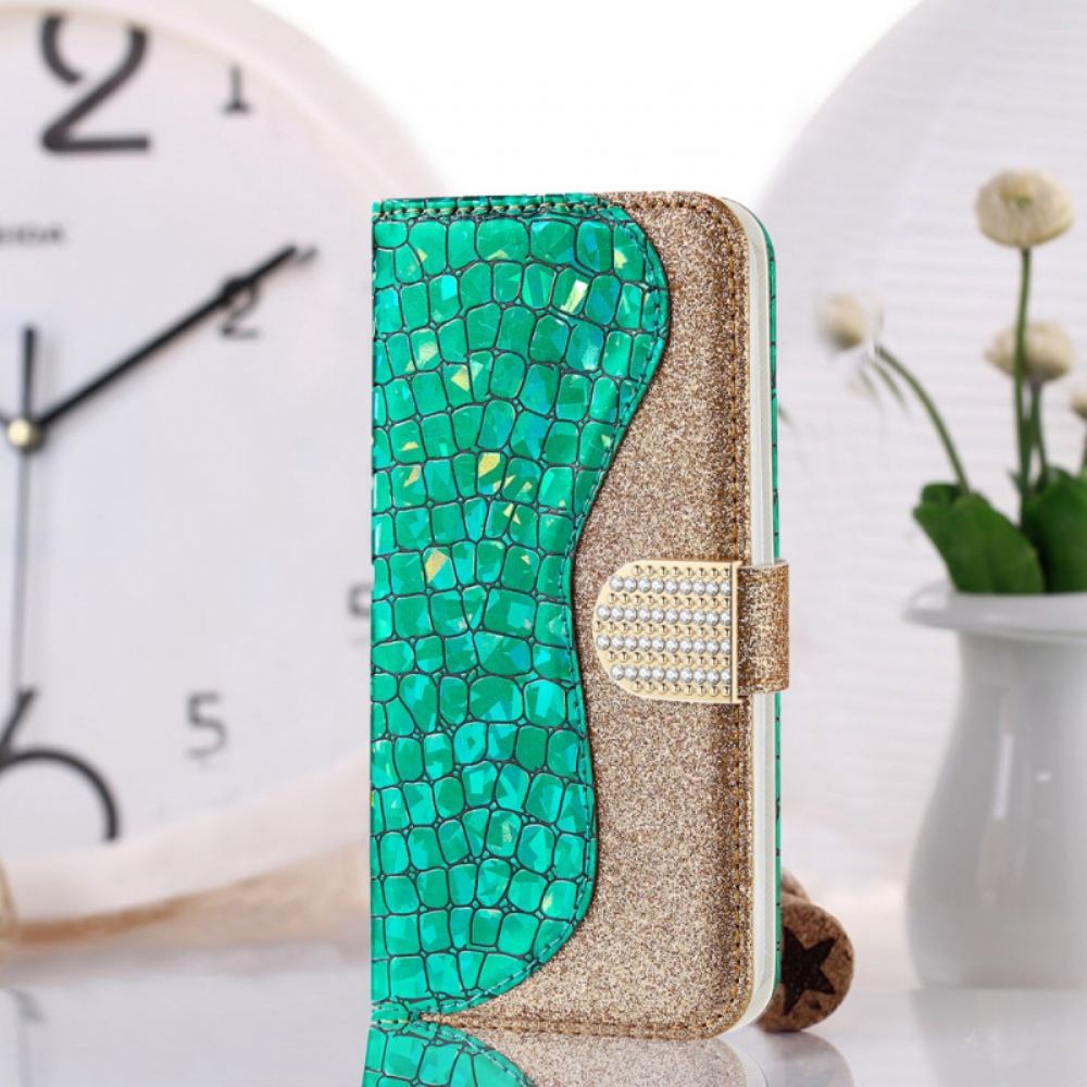 Flipové Pouzdro Na Samsung Galaxy S22 Plus 5G Diamanty Croco