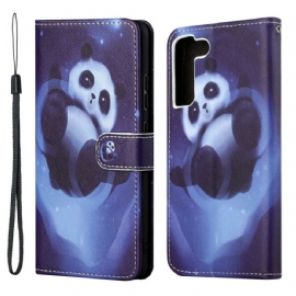 Flipové Pouzdro Na Samsung Galaxy S22 Plus 5G Na Lana Panda Space Popruh