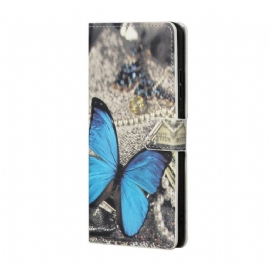 Kožené Pouzdro Na Samsung Galaxy S22 Plus 5G Blue Prestige Butterfly