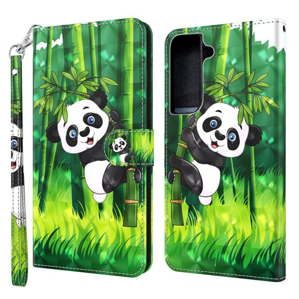 Kožené Pouzdro Na Samsung Galaxy S22 Plus 5G Panda A Bambus