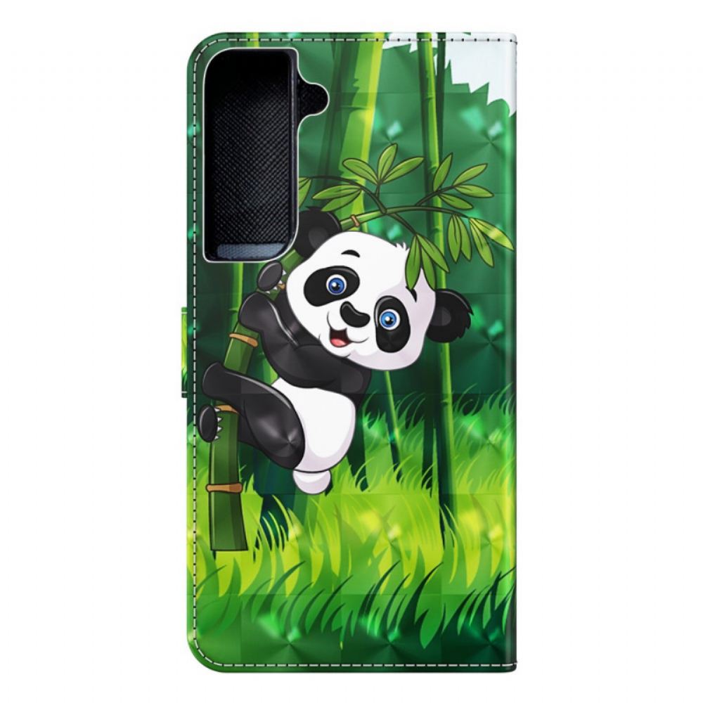 Kožené Pouzdro Na Samsung Galaxy S22 Plus 5G Panda A Bambus