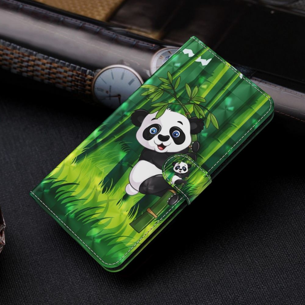 Kožené Pouzdro Na Samsung Galaxy S22 Plus 5G Panda A Bambus