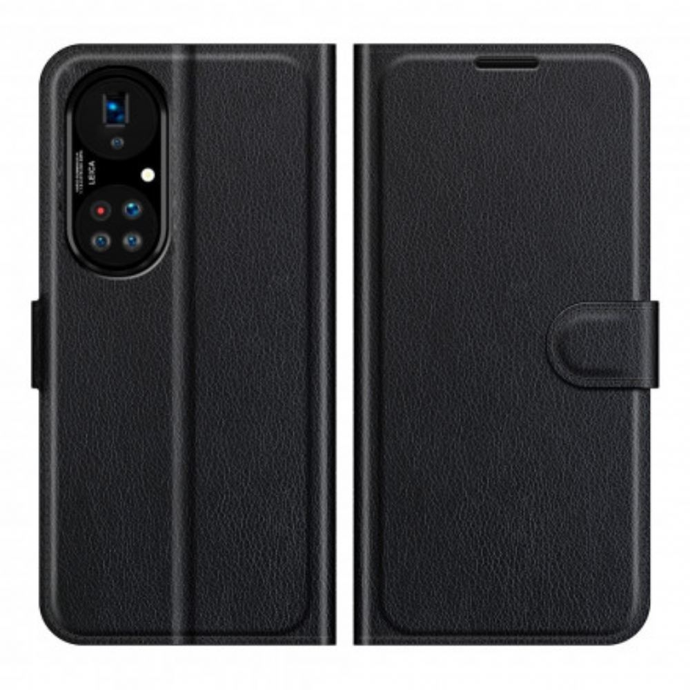 Flipové Pouzdro Na Huawei P50 Pro Klasický Kožený Styl Litchi