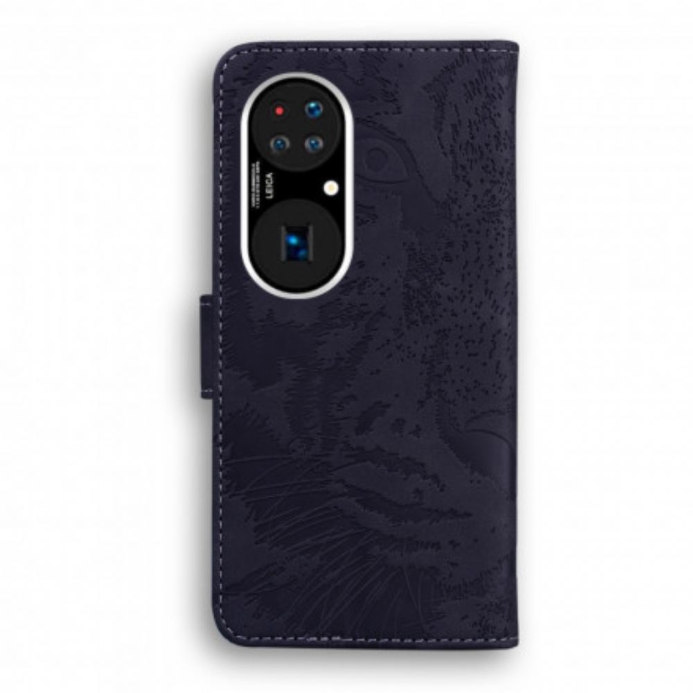 Kožené Pouzdro Na Huawei P50 Pro Tiger Face Print