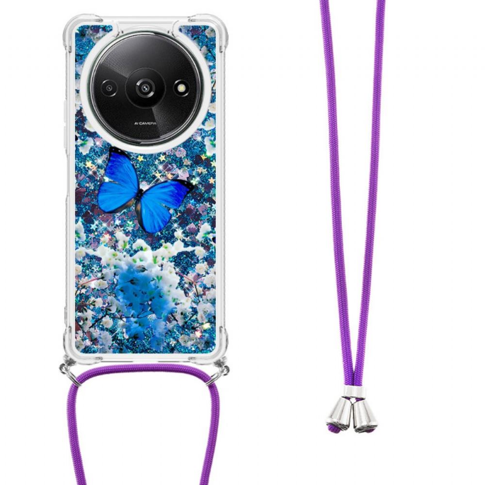 Kryt Poco C61 Blue Butterfly Glitter