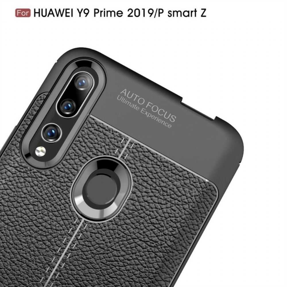 Kryt Na Huawei P Smart Z / Honor 9X Dvojitá Linie Litchi Kožený Efekt