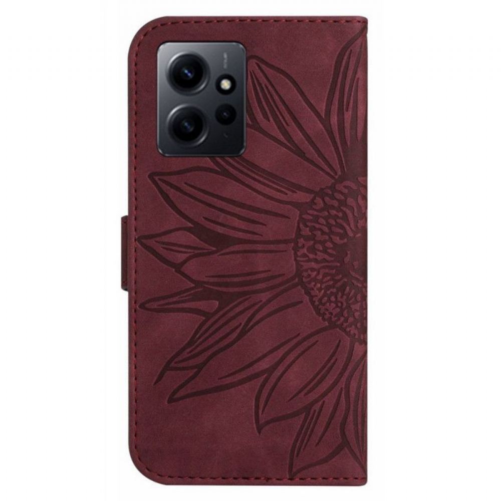 Flipové Pouzdro Na Xiaomi Redmi Note 12 4G Na Lana Strappy Slunečnice