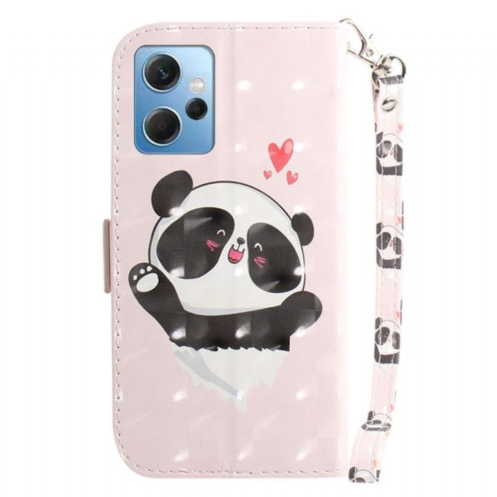 Kožené Pouzdro Na Xiaomi Redmi Note 12 4G Na Lana Panda Love With Lanyard