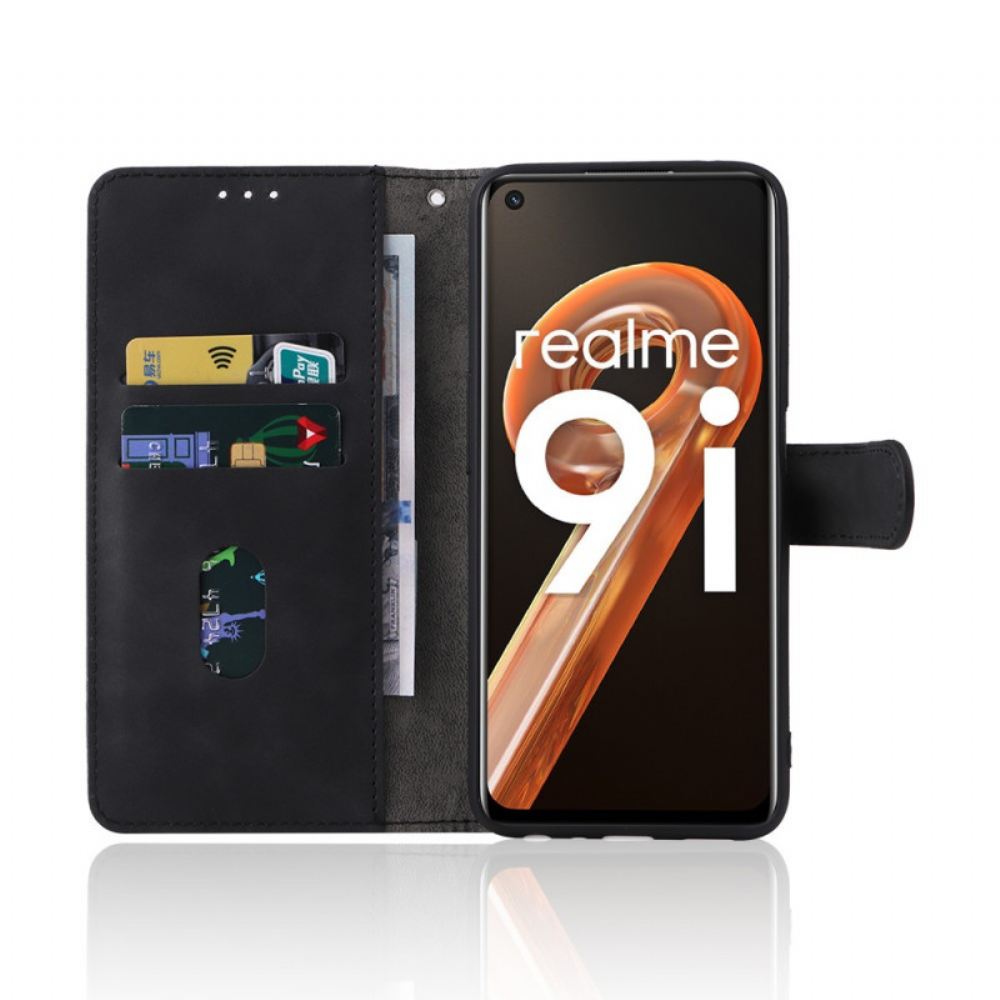 Flipové Pouzdro Na Realme 9i Šňůrka Z Měkké Kůže