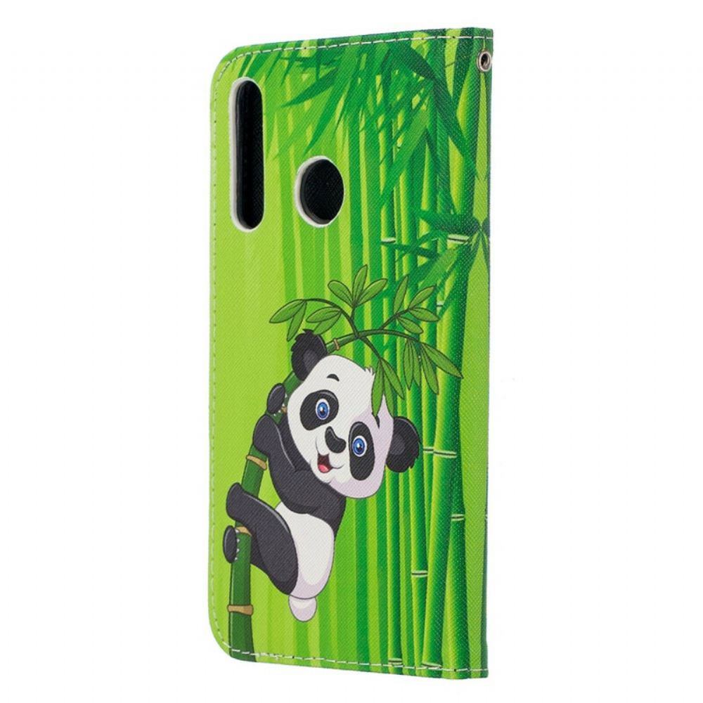 Flipové Pouzdro Na Honor 20 Lite / 20e Na Lana Panda Na Bambusovém Popruhu