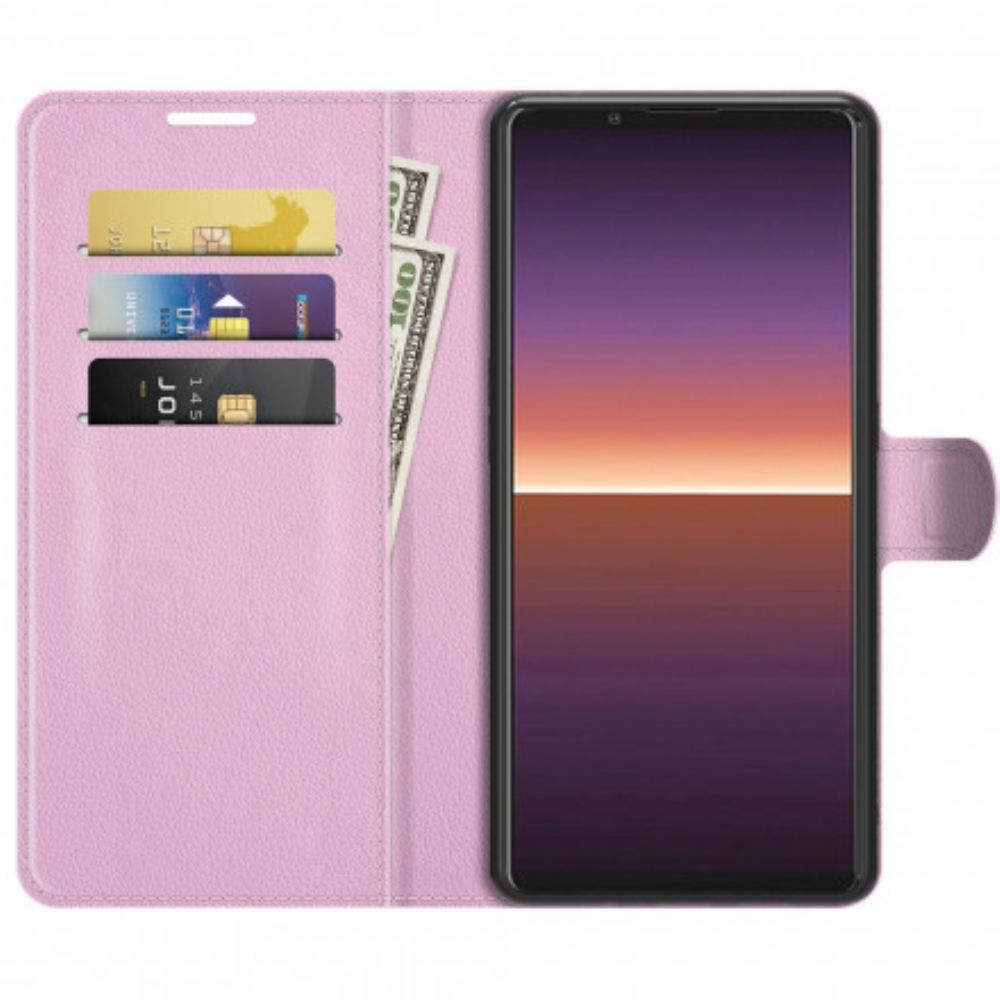 Flipové Pouzdro Na Sony Xperia 1 III Klasický Efekt Liči